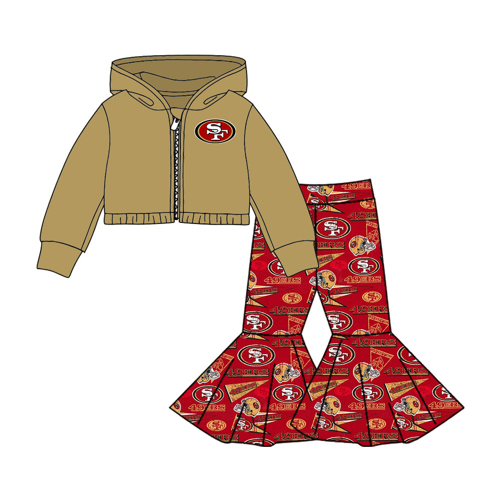 Baby Girls Team SF Hooded Top Red Bell Pants Clothes Sets preorder(moq 5)