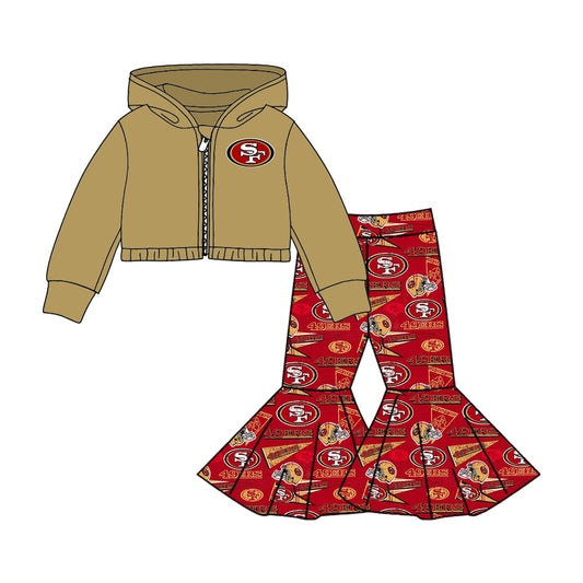 Baby Girls Team SF Hooded Top Red Bell Pants Clothes Sets preorder(moq 5)