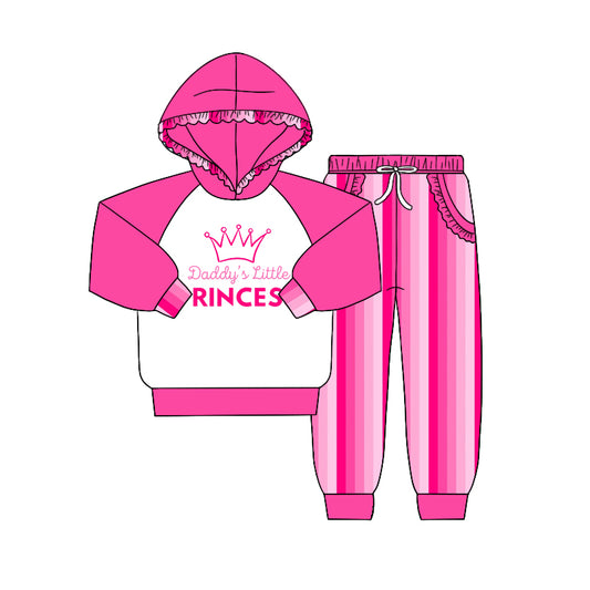 Baby Girls Pink Daddy Prince Hooded Top Pants Clothing Sets preorder(moq 5)