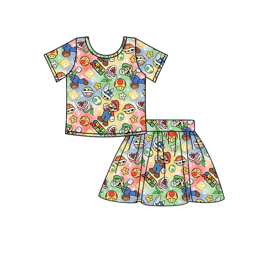 Baby Girls Cartoon Game Shirt Skirts Clothing Sets Preorder(moq 5)