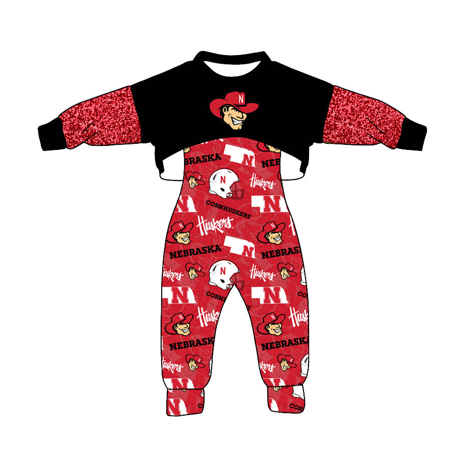 Baby Girls Red N Team Top 2pcs Jumpsuits Clothes Sets preorder(moq 5)