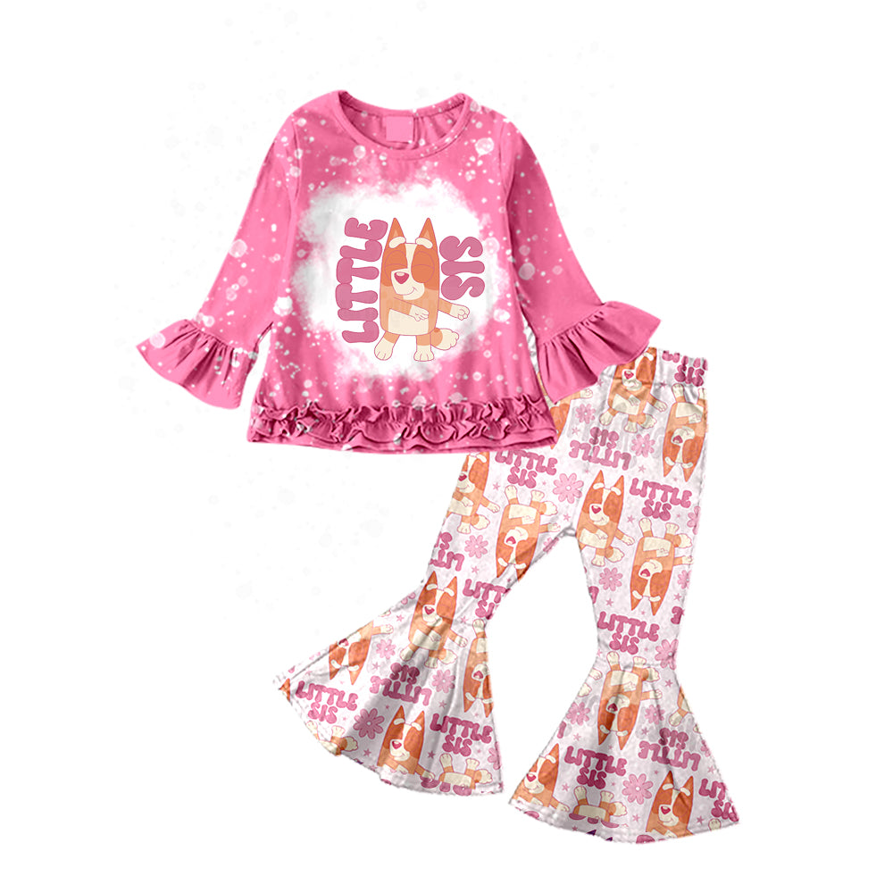 Baby Girls Little Sister Dogs Bell Pants Clothes Sets preorder(moq 5)