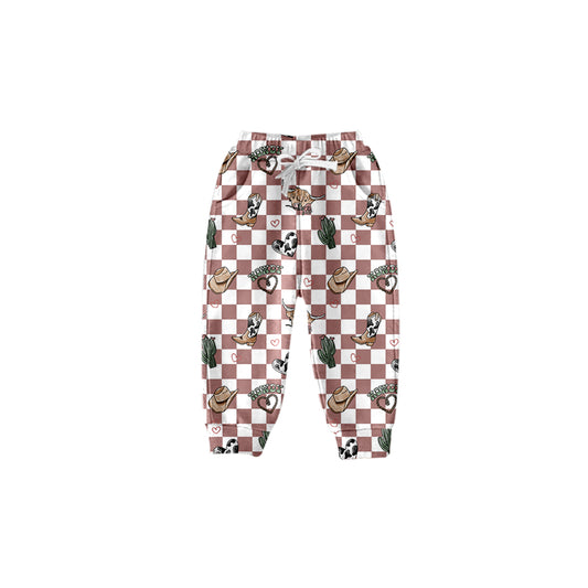 Baby Boys Western Checkered Cow Bottom Pants Preorder(moq 5)