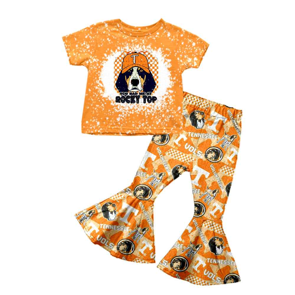 Baby Girls Orange Team Dog Bell Pants Clothes Sets preorder(moq 5)