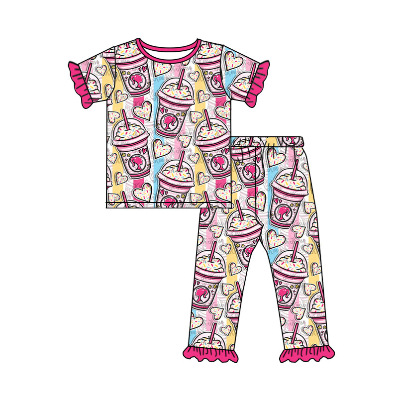 Baby Girls Pink Doll Shirt Pants Pajamas Clothing Sets Preorder(moq 5)