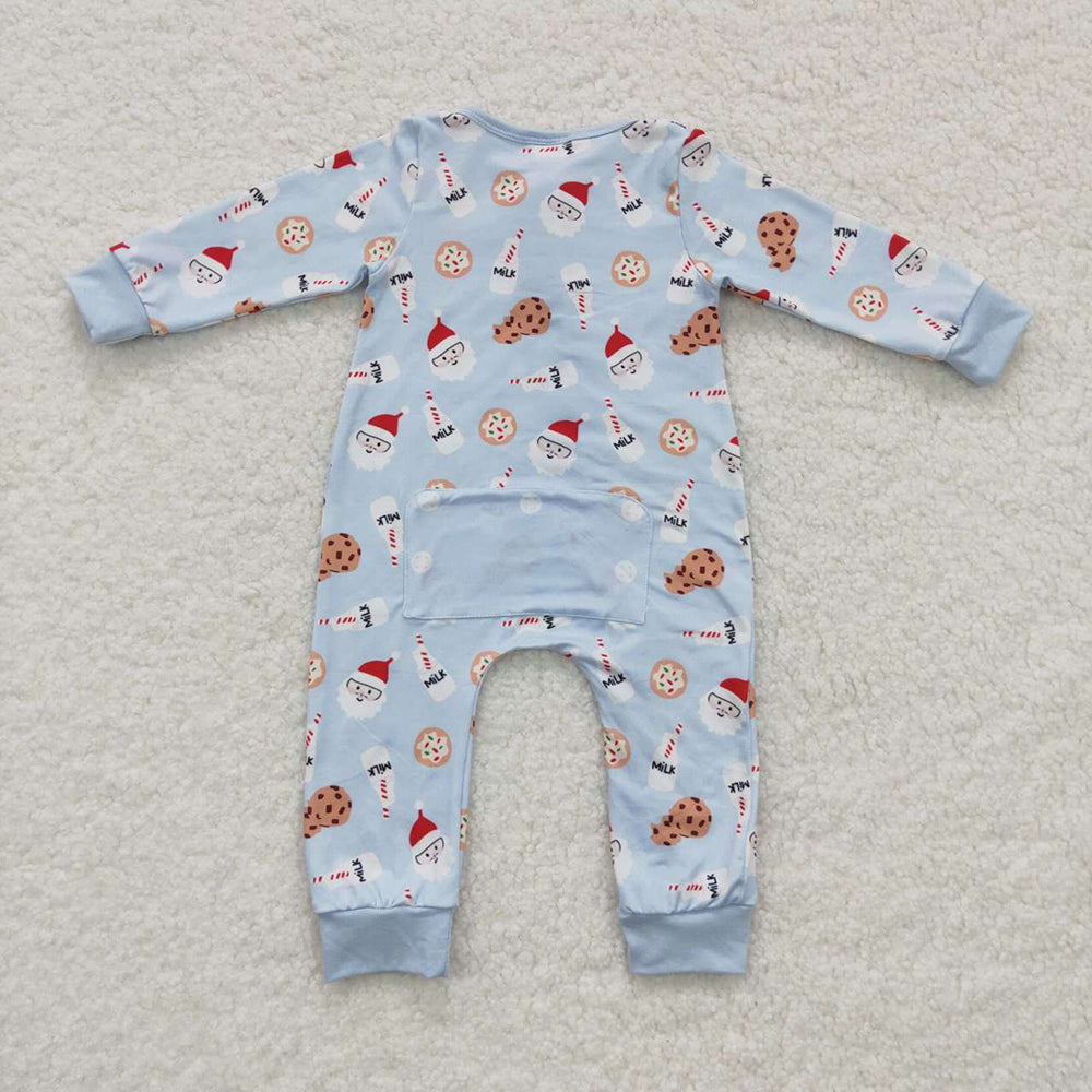 Baby Boys Milk Christmas Cookie Zip Rompers