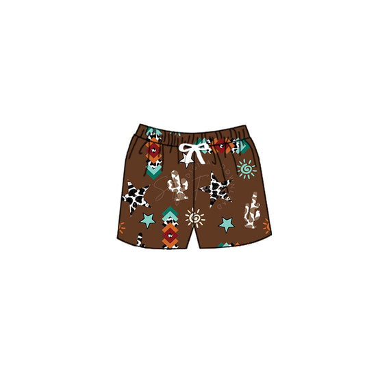 Baby Boys Brown Western Cactus Trunk Swimsuits preorder(moq 5)