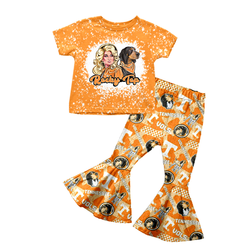 Baby Girls Orange Team Singer Bell Pants Clothes Sets preorder(moq 5)