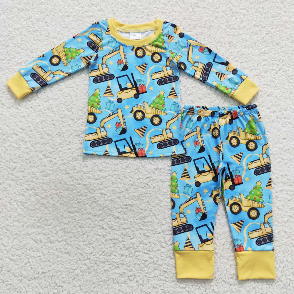 Baby Boys Christmas Construction Shirt Pants Pajamas Clothes Sets