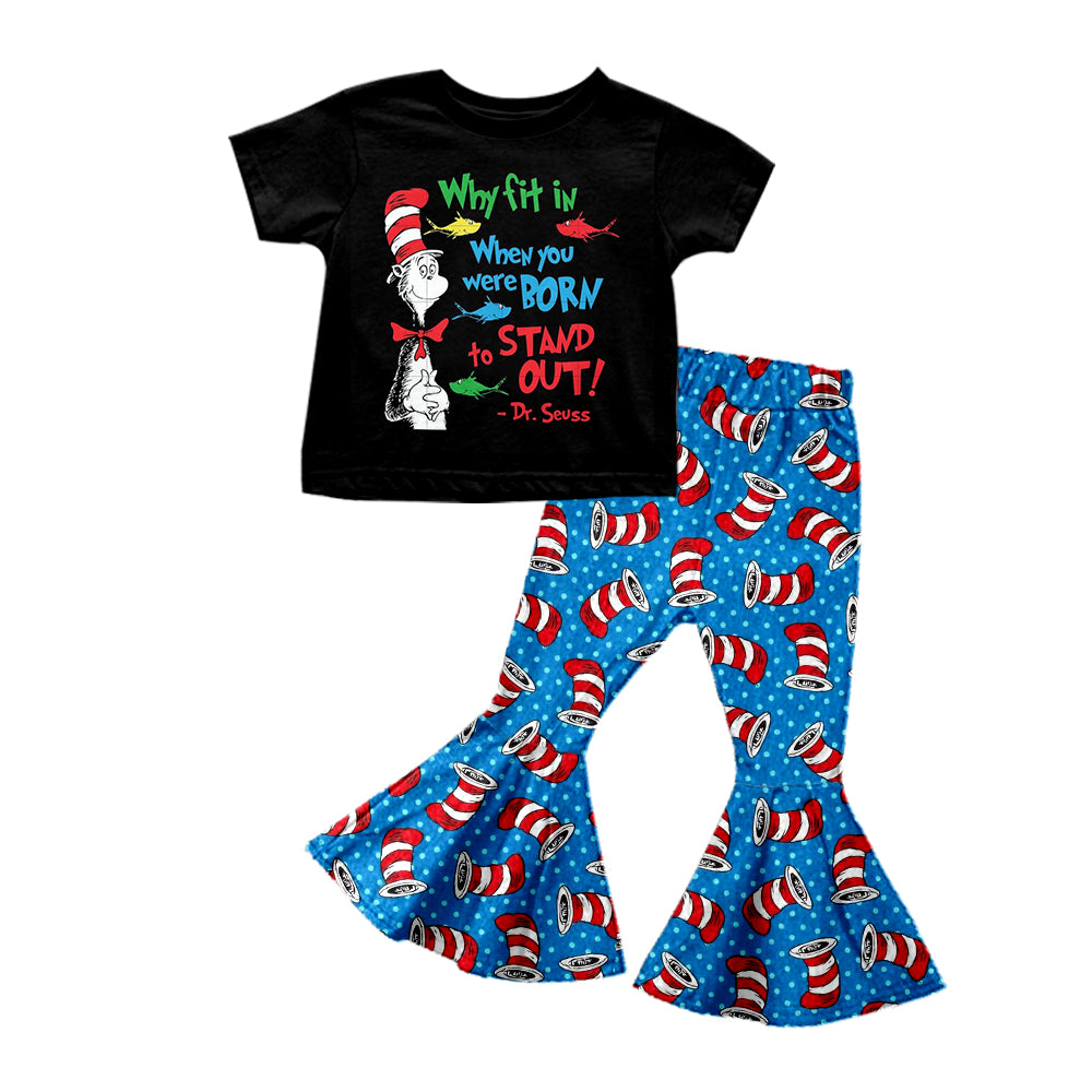 Baby Girls Short Sleeve Tee Shirt Dr Reading Bell Pants Clothes Sets preorder(moq 5)