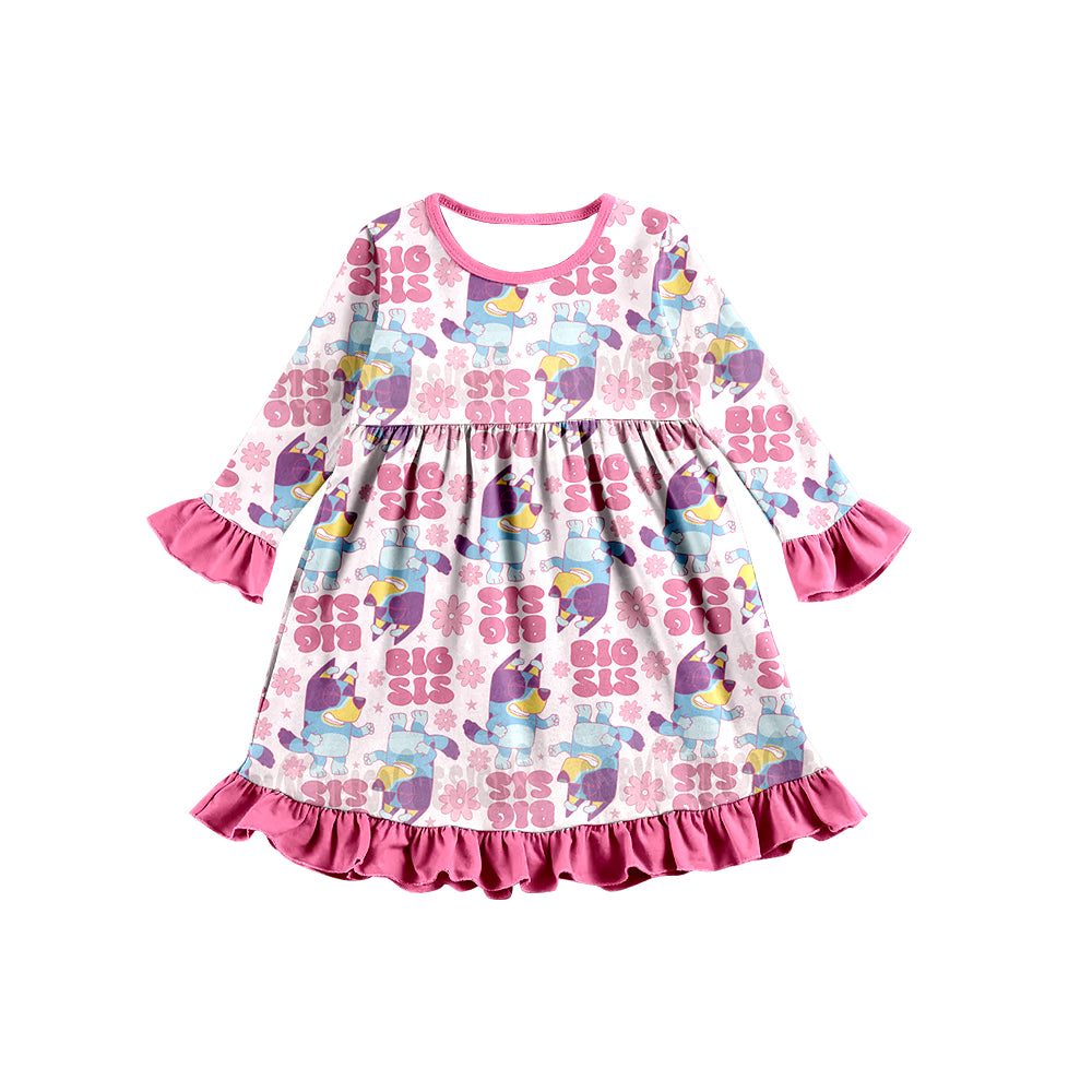 Baby Girls Big Sister Dogs Dresses preorder(moq 5)