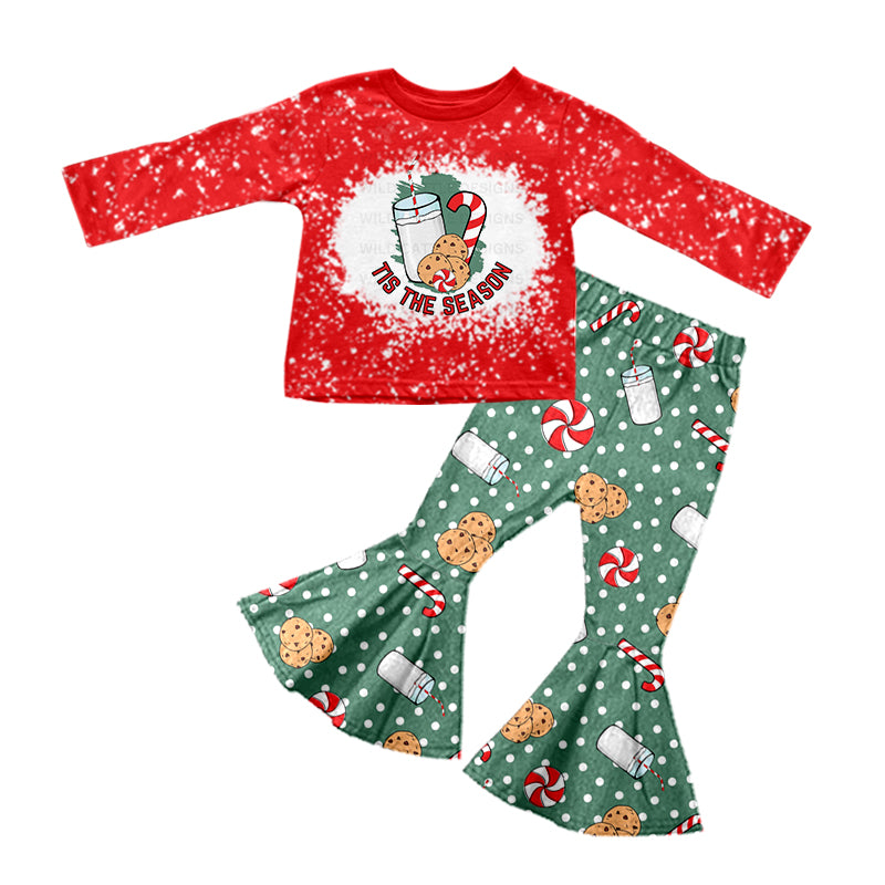 Baby Girls Christmas Cookie Shirt Bell Pants Clothes Sets preorder(moq 5)