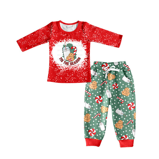 Baby Boys Christmas Cookie Shirt Pants Clothes Sets preorder(moq 5)