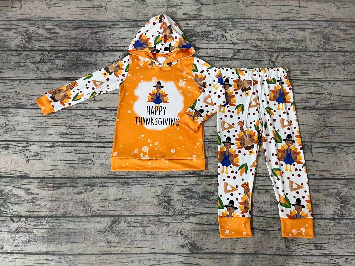 Baby Boys Thanksgiving Turkey Hoodie Top Pants Clothes Sets