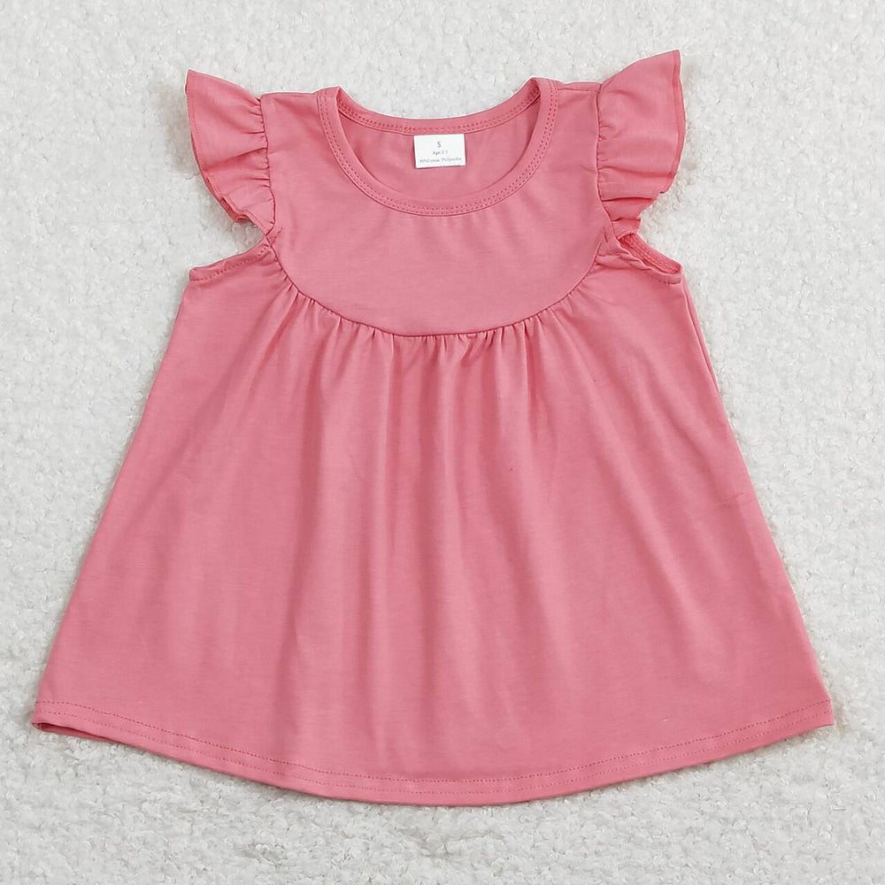 Baby Girls Dark Pink Flutter Sleeve Tunic Tops