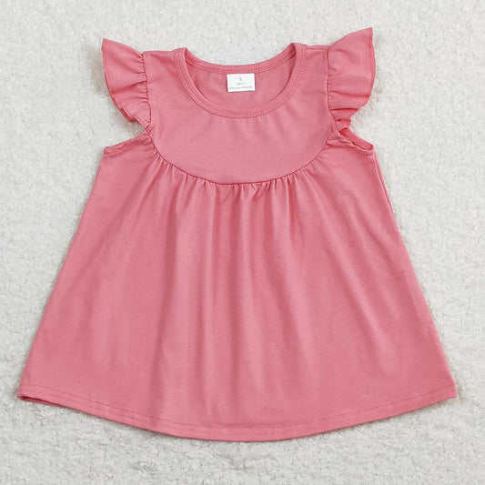 Baby Girls Dark Pink Flutter Sleeve Tunic Tops