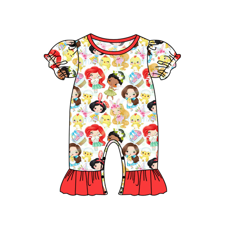 Baby Girls Princess Easter Short Sleeve Rompers preorder(moq 5)