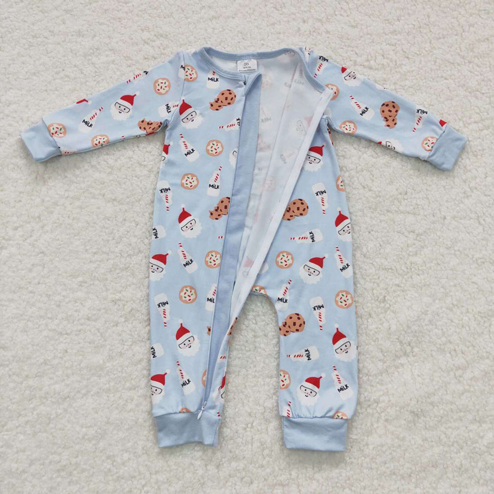 Baby Boys Milk Christmas Cookie Zip Rompers