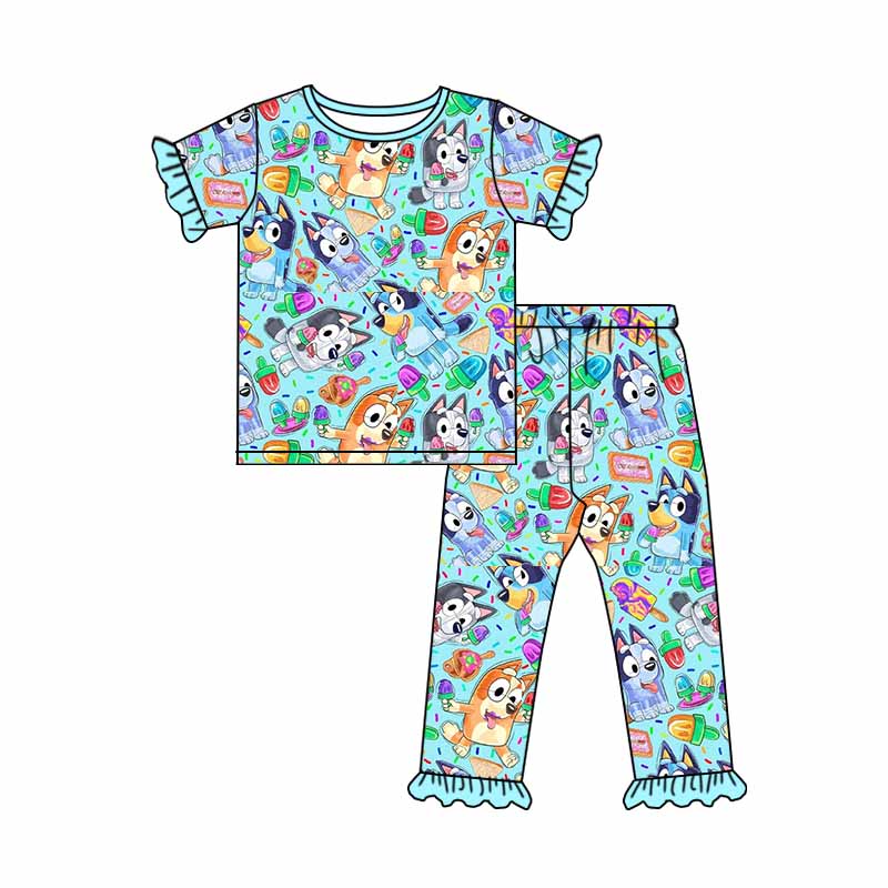 Baby Girls Cartoon Dog Top Pants Pajamas Clothes Sets preorder(moq 5)