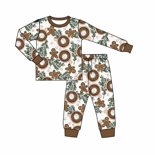 Baby Boys Christmas Gingerbread Coffee Pants Pajamas Sets preorder(moq 5)