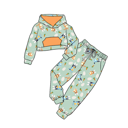 Baby Girls Easter Dog Hooded Top Pants Boutique Clothes Sets preorder(moq 5)