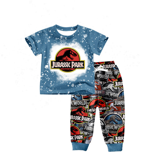 Baby Boys Short Sleeve Dinosaur Tee Shirt Pants Clothing Sets Preorder(moq 5)