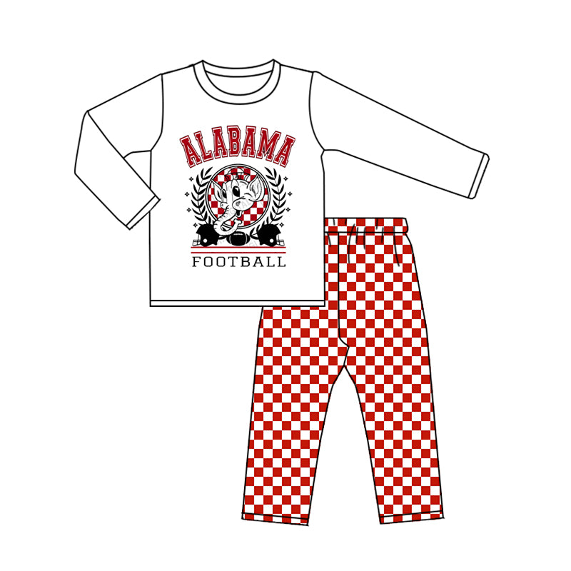 Baby Boys Football Elephant Tee Top Checkered Pants Clothes Sets preorder(moq 5)