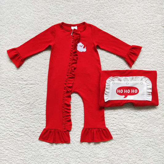 Baby Girls Christmas Santa Red Zip Rompers