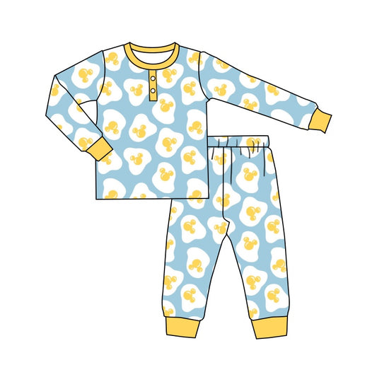 Baby Kids Blue Cartoon Pajamas Pants Clothes Sets preorder(moq 5)