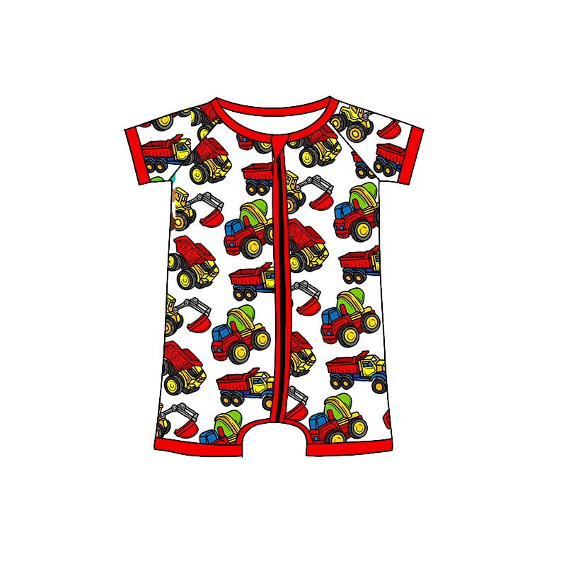 Baby Boys Short Sleeve Construction Zip Rompers preorder(moq 5)