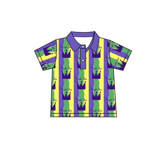 Baby Boys Mardi Gras Short Sleeve Crown Pullovers Shirts Preorder(moq 5)