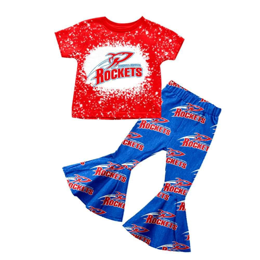 Baby Girls Red Rocket Top Team Bell Pants Clothes Sets preorder(moq 5)