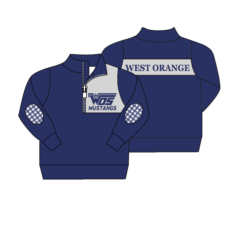 Baby Boys Navy Team 1 Long Sleeve Pullover Shirt Tops preorder(moq 5)