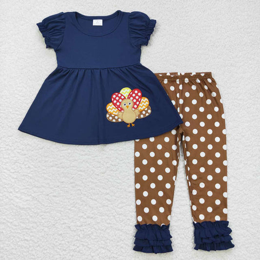 Baby Girls Thanksgiving Tunic Top Icing Ruffle Pants Clothes Sets