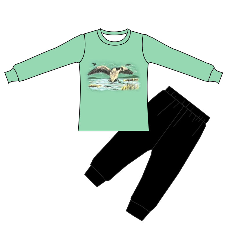 Baby Boys Hunting Green Tee Pants Sets preorder(moq 5)