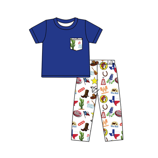 Baby Boys Pocket TX Short Sleeve Top Pants Outfits Sets preorder(moq 5)