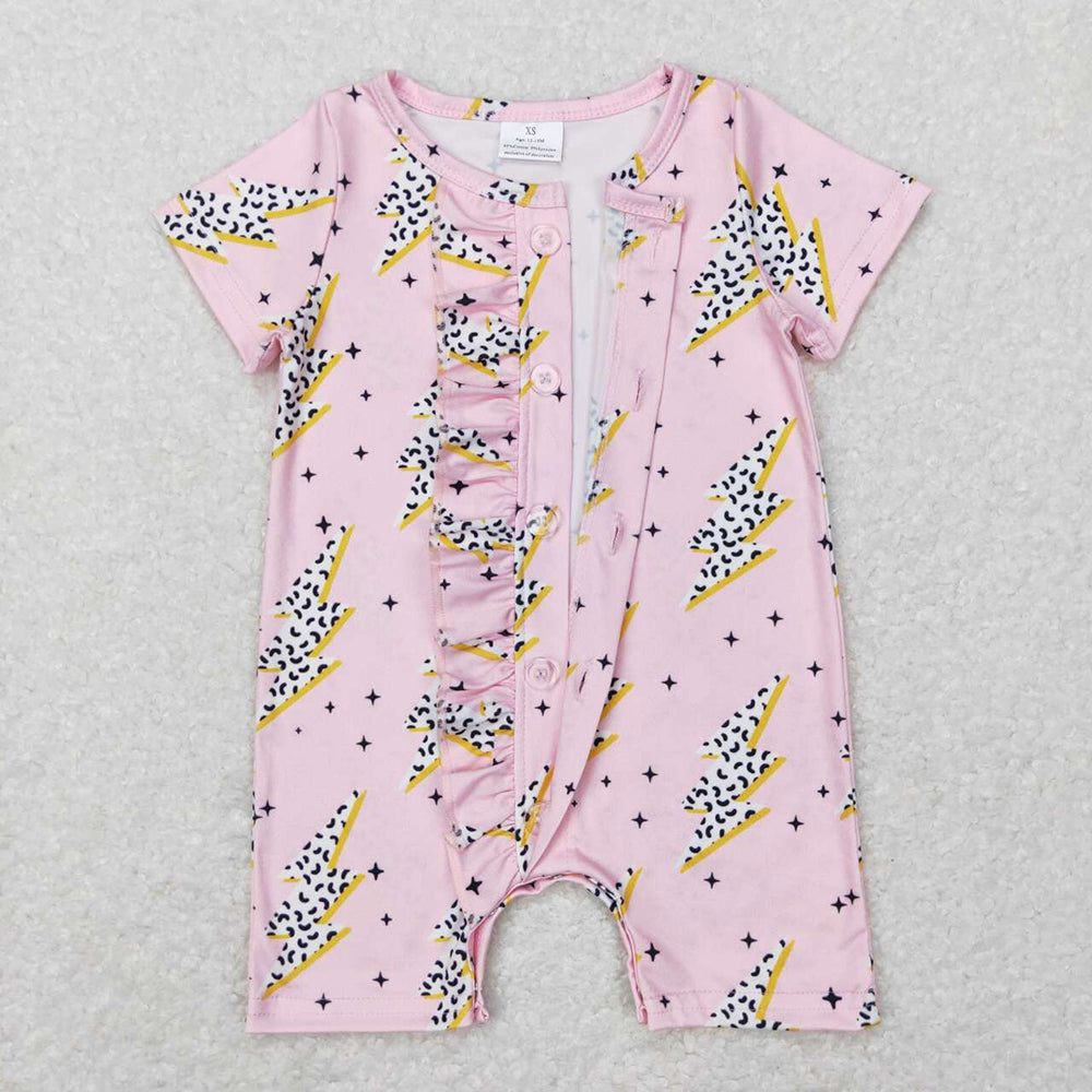Baby Girls Ruffle Thunder Western Short Sleeve Rompers