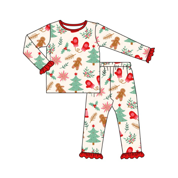 Baby Girls Christmas Gingerbread Pants Pajamas Clothes Sets preorder(moq 5)