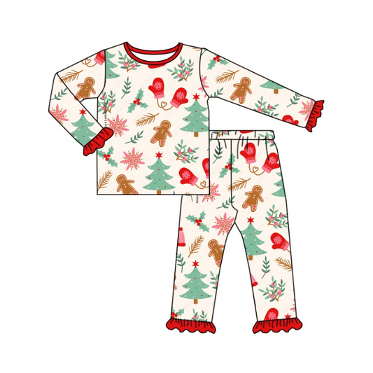 Baby Girls Christmas Gingerbread Pants Pajamas Clothes Sets preorder(moq 5)