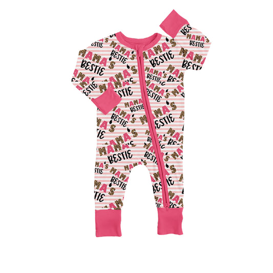 Baby Infant Girls Mama's Bestie Long Sleeve Rompers preorder(moq 5)