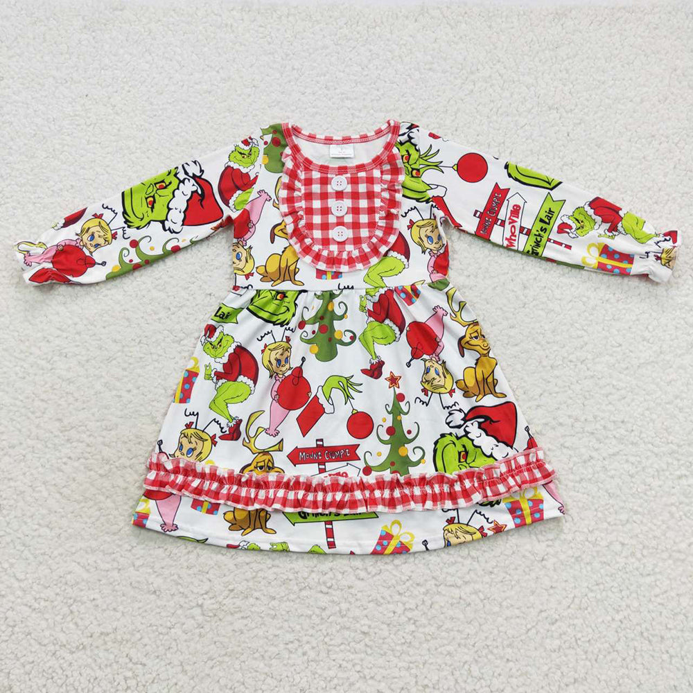 Baby Girls Christmas Frog Ruffle Knee Length Dresses