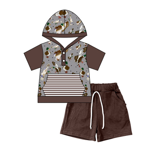 Baby Boys Duck Hunting Hooded Shirt Shorts Clothes Sets Preorder(moq 5)