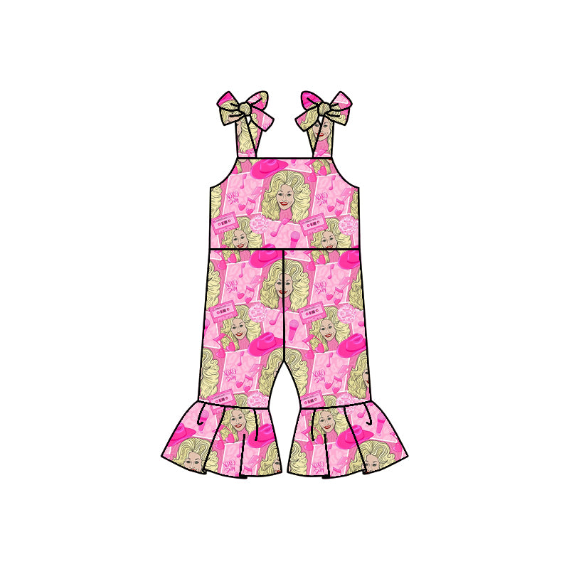 Baby Girls Pink Country Singer Straps Bell Pants Jumpsuits Preorder(moq 5)