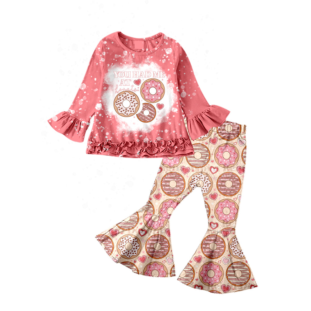 Baby Girls Pink Donuts Bell Pants Clothes Sets preorder(moq 5)