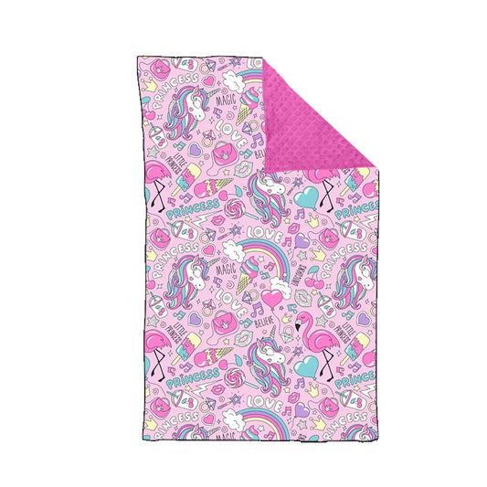 Baby Girls Pink Unicorn Rainbow Minky Blankets preorder(moq 5)