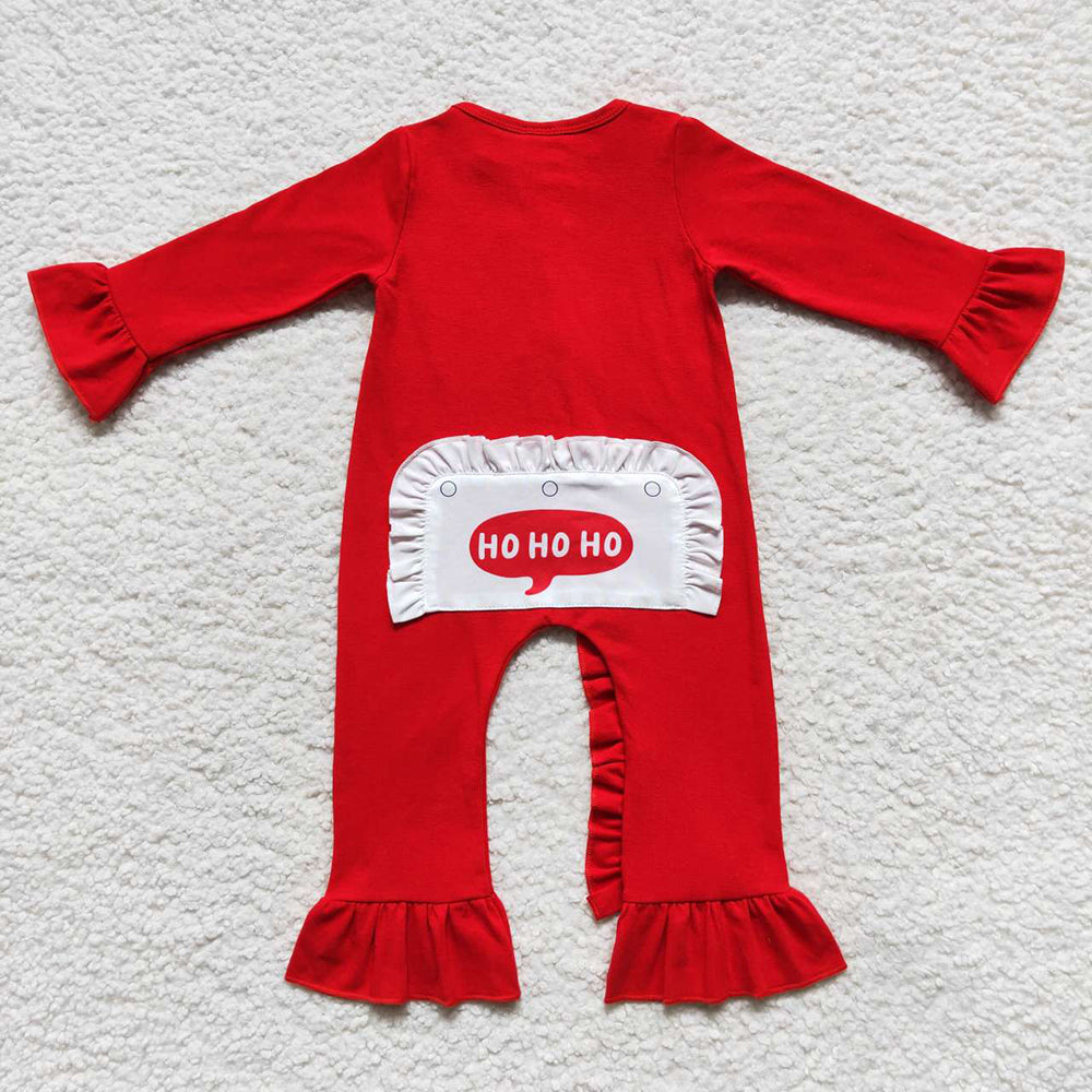 Baby Girls Christmas Santa Red Zip Rompers