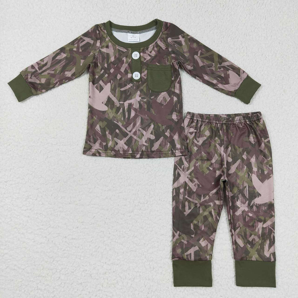 Baby Boys Camo Pocket Top Pants Jammies Pajamas Clothes Sets