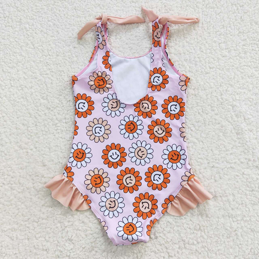 Baby Girls Smile Flowers One Pieces Swimsuit