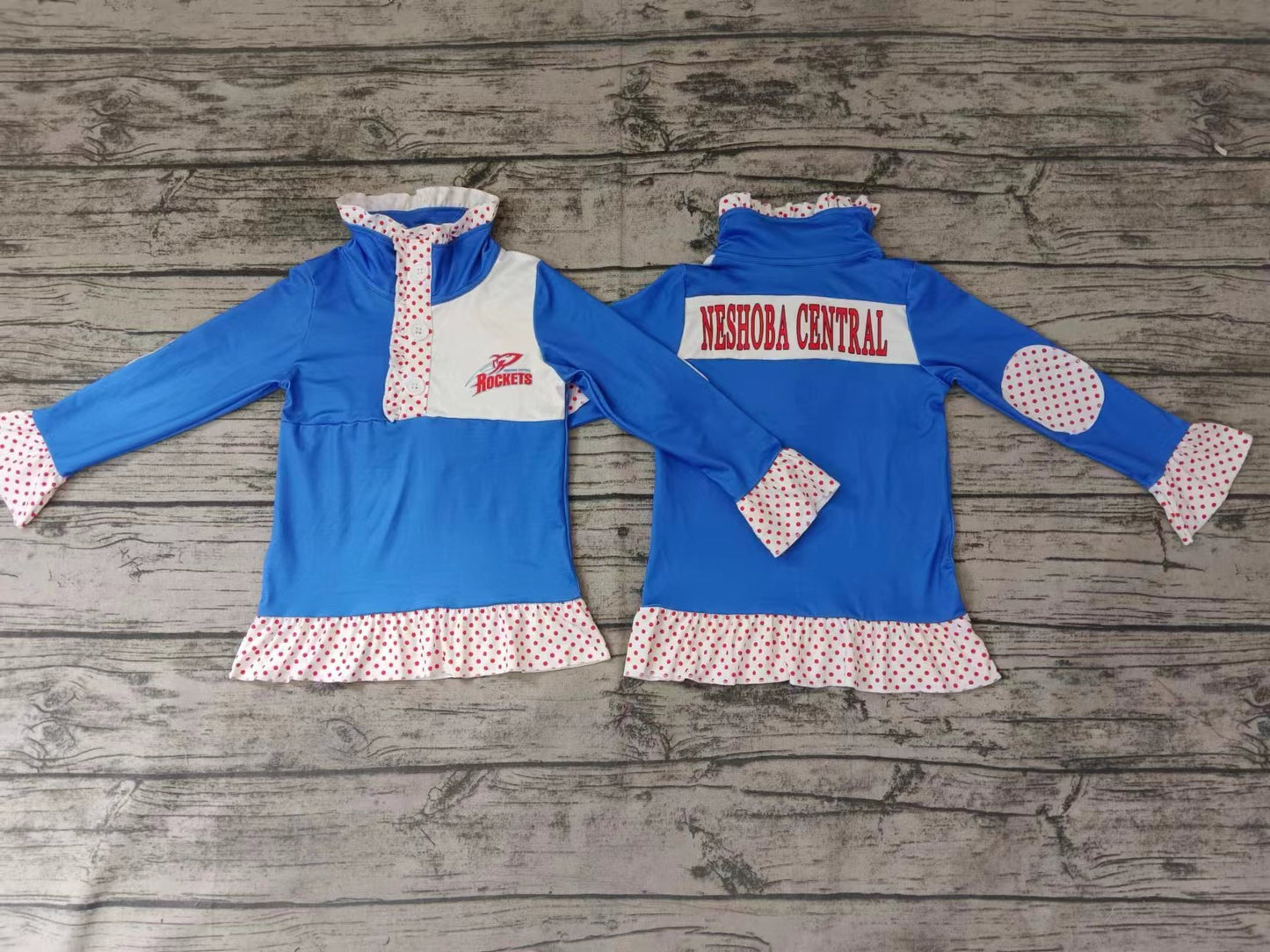 Baby Girls Blue Rocket Team Long Sleeve Pullovers Tops preorder(moq 5)