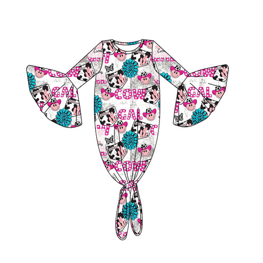 Baby Girls Western Cactus Cow Gowns preorder(moq 5)